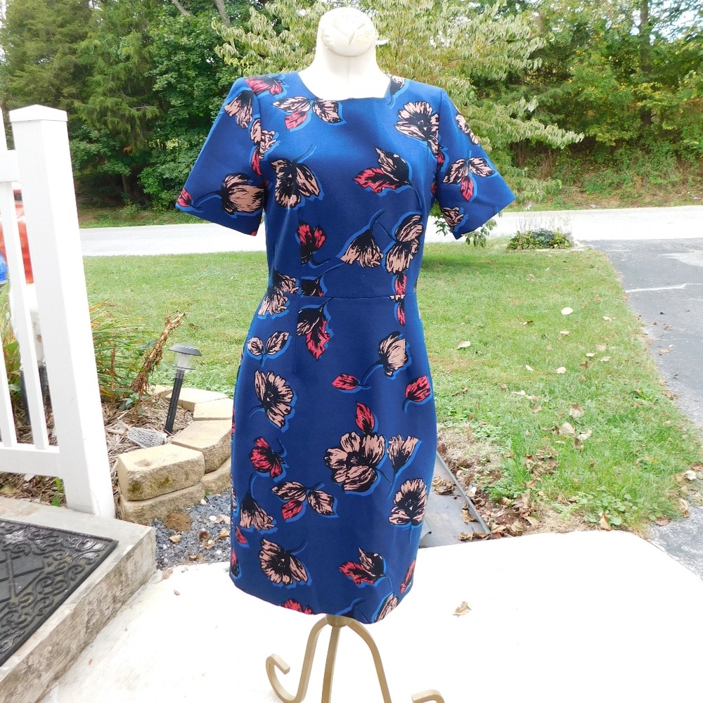 J Crew Navy Floral Dress sz 4